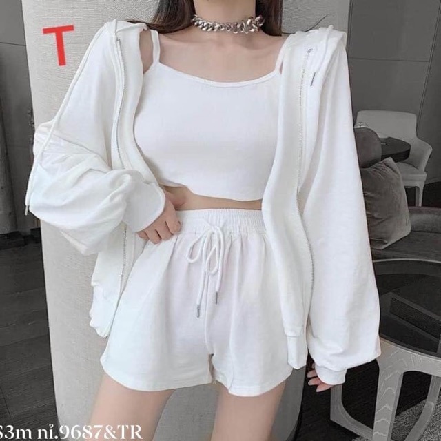 Bộ đùi áo dây kèm áo khoác nỉ ngoài - TR | BigBuy360 - bigbuy360.vn