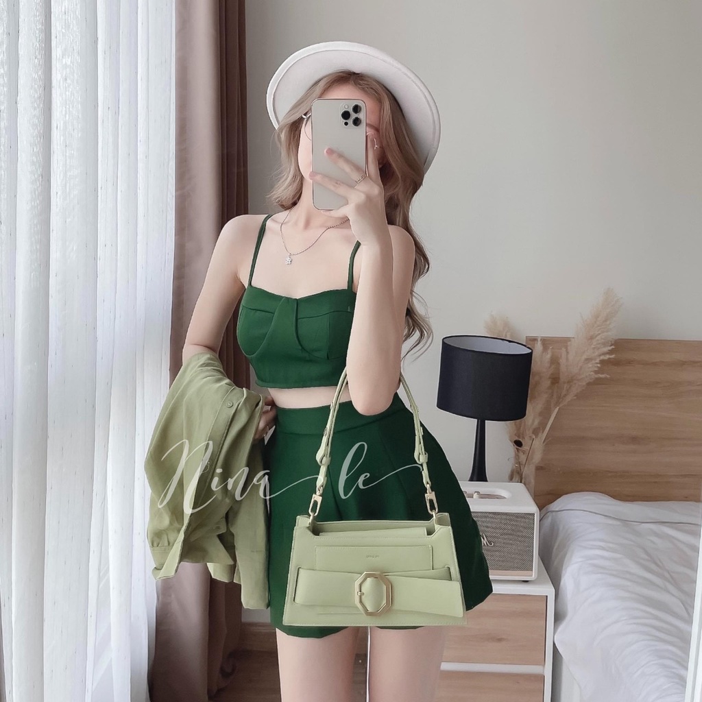 Set đồ nữ 3 món gồm quần short ngắn áo 2 dây croptop kèm áo khoác dorastyle