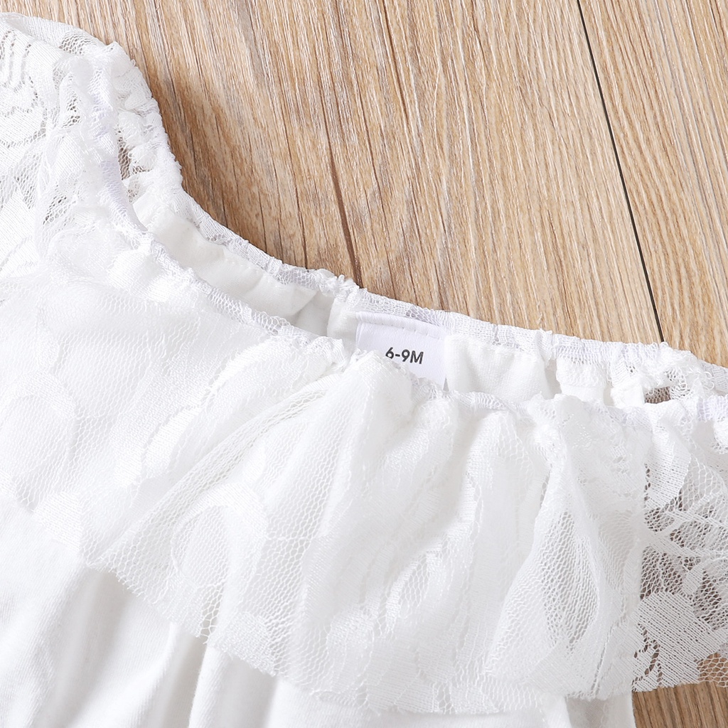 Bộ 3 món Mikrdoo gồm áo ren + quần in hoa + băng đô thời trang mùa hè dành cho bé gái