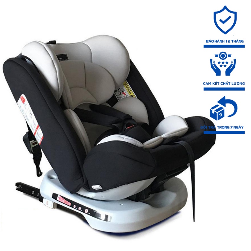 Ghế ô tô 2 chiều Cao Cấp, điều chỉnh 4 tư thế từ nằm tới ngồi, xoay 360 độ và có thể điều chỉnh 7 độ cao cho bé0-12 tuổi