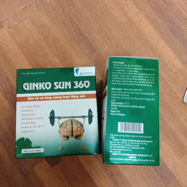 Hoạt huyết dưỡng não GINKO SUN 360 - Bảo vệ và tăng cường hoạt động não ginkgo hộp 100 viên