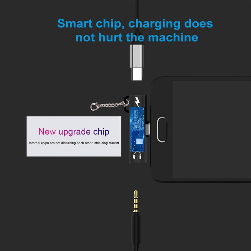 Đầu Chuyển Đổi 2 Trong 1 Type C 3.5mm AUX Sang 3.5mm AUX Cho xiaomi mi 9 8 6 Type-C