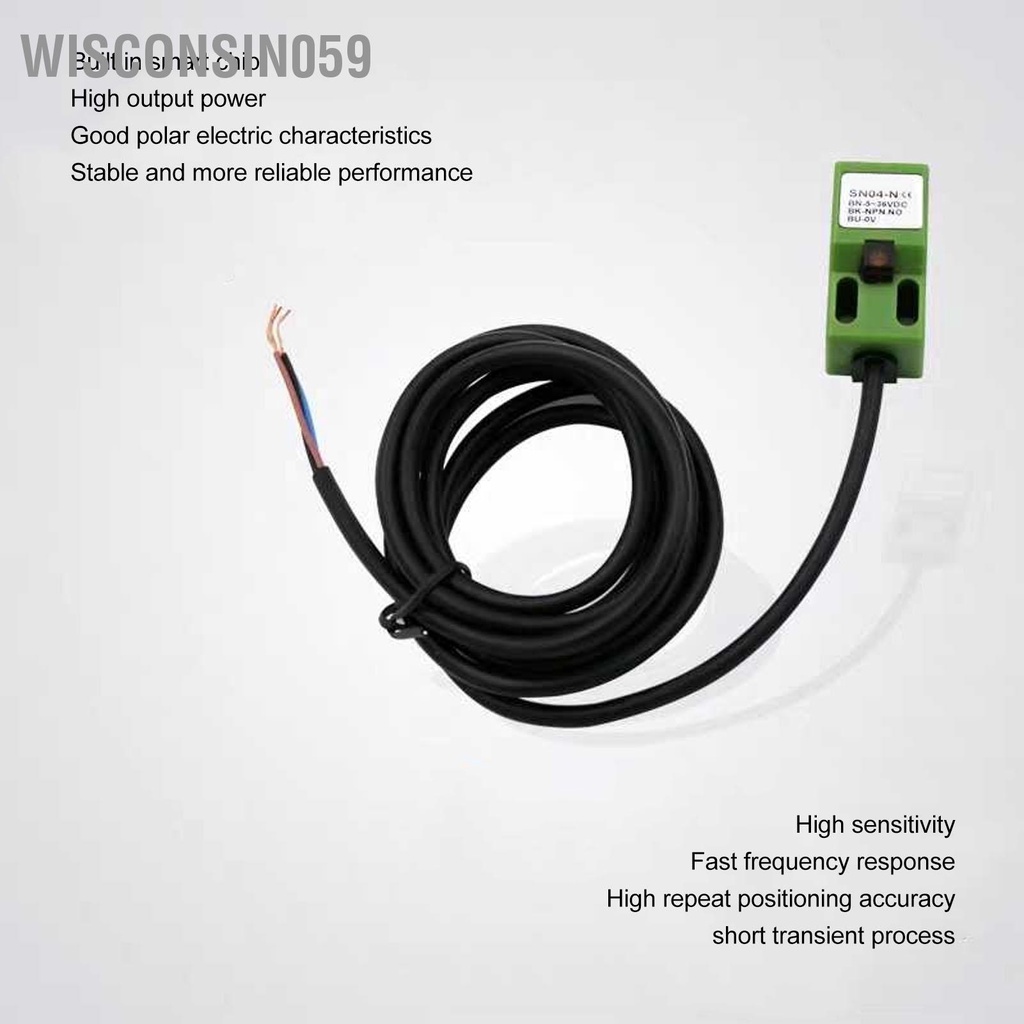 Wisconsin059 Công tắc tiệm cận cảm ứng NPN Cảm biến tiếp Giới hạn phát hiện đột quỵ 4mm 5‑36VDC