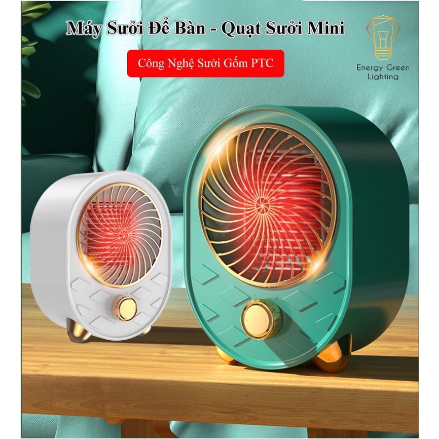 Máy Sưởi Để Bàn Energy Green Lighting MS-66991 - Công Nghệ Sưởi Gốm PTC - Làm Nóng Nhanh -Tích Hợp Tản Gió