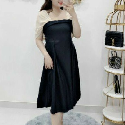 Đầm big size maxi xòe trễ vai từ 60kg-90kg