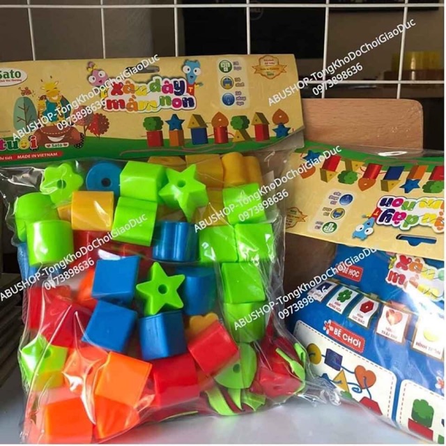 Xâu Dây Mầm Non_Đồ Chơi Nhựa An Toàn_Luồn Hạt Rèn Kỹ Năng Khéo Léo Cho Bé