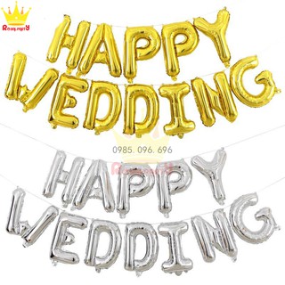 Dải bóng chữ HAPPY WEDDING trang trí tiệc cưới, phòng tân hôn