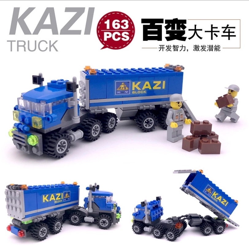 Kai chi 6409 xe tải kỹ thuật xe tải xe cứu hỏa cảnh sát tương thích Lego lắp ráp khối xây dựng trẻ em