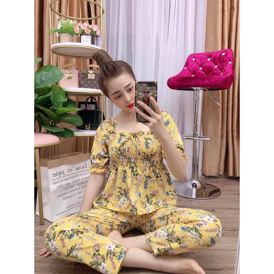 Đồ bộ lụa họa tiết sang trọng- Hàng Việt Nam Cao Cấp