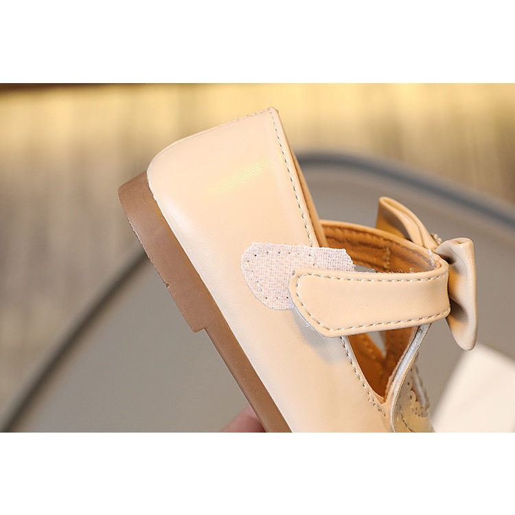 Giày Búp Bê Da Đế Mềm Chống Trượt Đính Nơ Phong Cách Vintage Cho Bé Gái 2-8 Tuổi