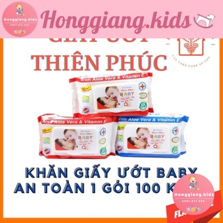 Khăn ướt khăn giấy ướt baby Thiên Phúc 1 gói 100 tờ an toàn cho sức khoẻ trẻ em vệ sinh