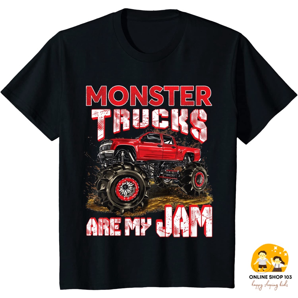 Áo Thun Tay Ngắn In Chữ Truck Are My Jam For Monster Truck Thời Trang Dành Cho Bé