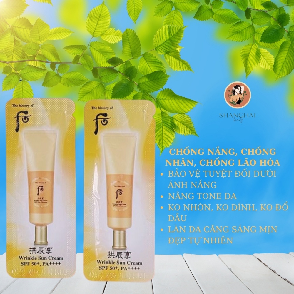 Gói Kem Chống Nắng Chống Nhăn Nâng Tông Whoo Vàng Wrinkle Sun Cream SPF50, PA++++ | BigBuy360 - bigbuy360.vn