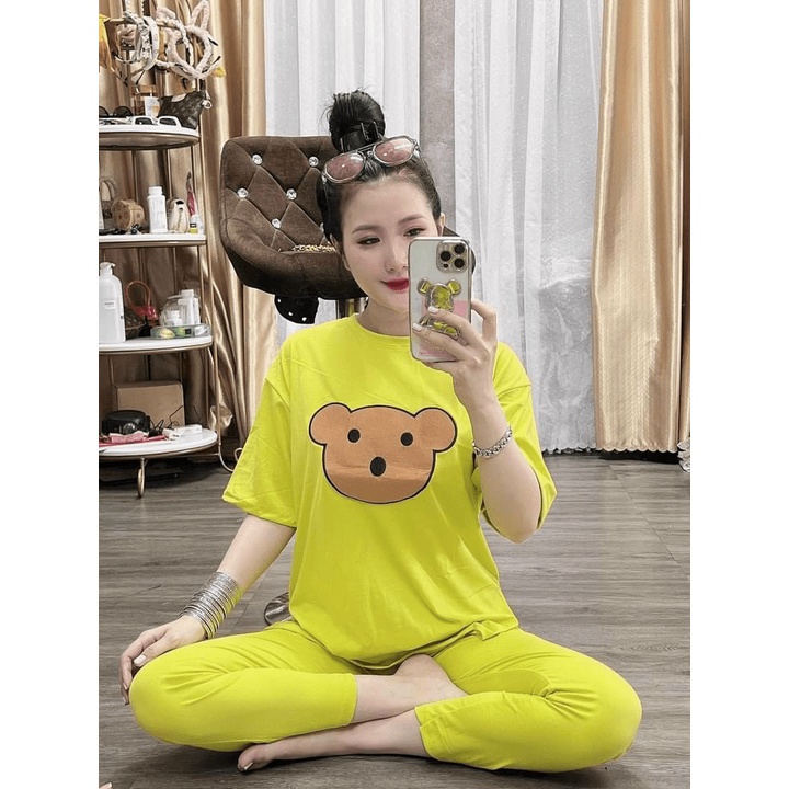 SÉT BỘ NỮ QUẦN DÀI ÁO TAY LỠ IN GẤU CỰC CUTE CHO CÁC CHỊ EM MẶC THU ĐÔNG Ở NHÀ ĐI CHƠI KẾT HỢP TT HHP
