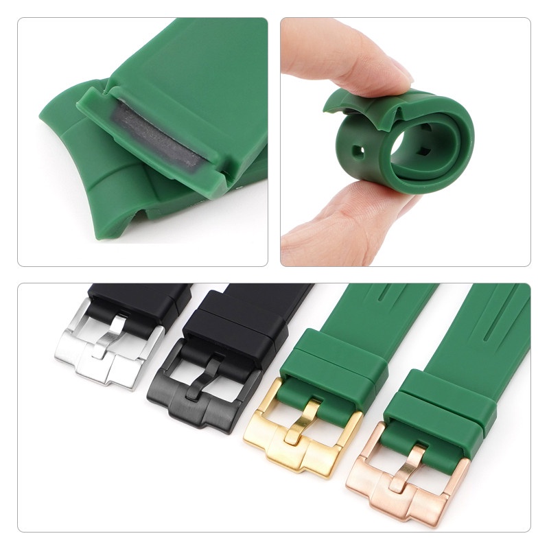 Dây Đeo Đồng Hồ Bằng Cao Su Silicone Đầu Cong 21mm Thay Thế Cho Rolex Submariner