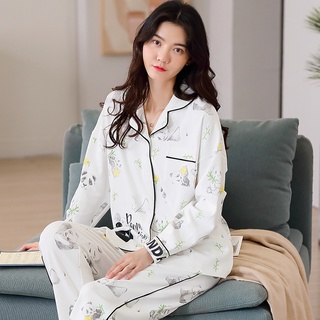 [ẢNH THẬT] Đồ bộ Pijama nữ dài tay Cotton 100% form cách điệu, gọn dáng (M-2XL)