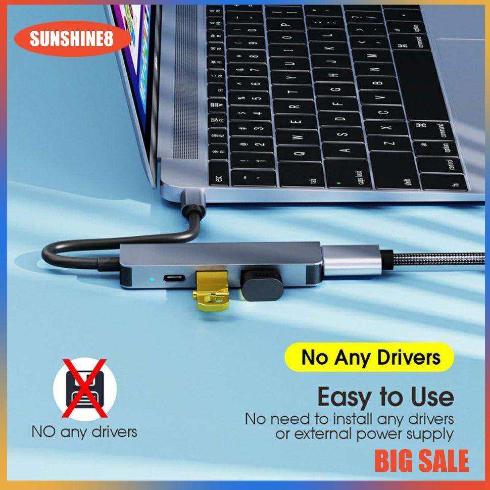 【SUN】Type C To HDMI-compatible USB2.0 Bộ chuyển đổi HUB Bốn trong một đa chức năng