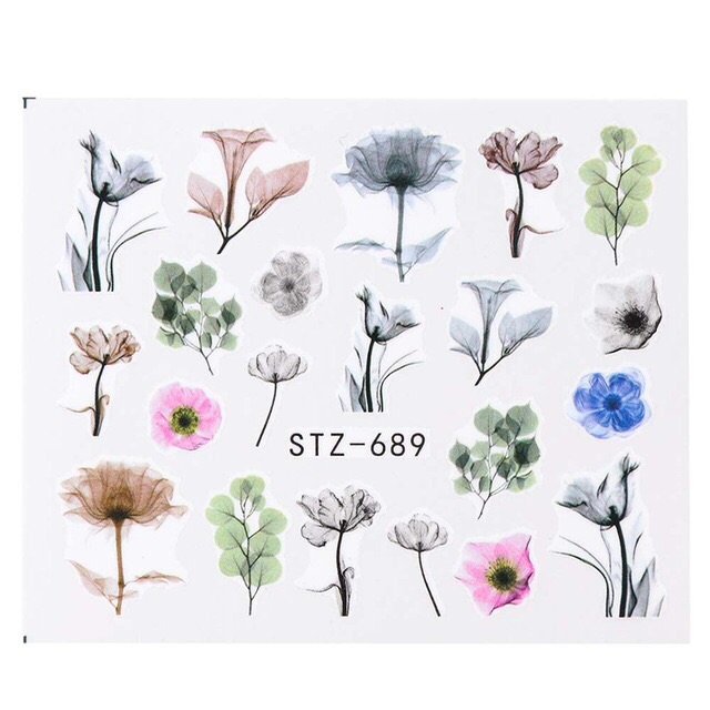 Sticker ngâm nước hoạ tiết hoa trang trí móng