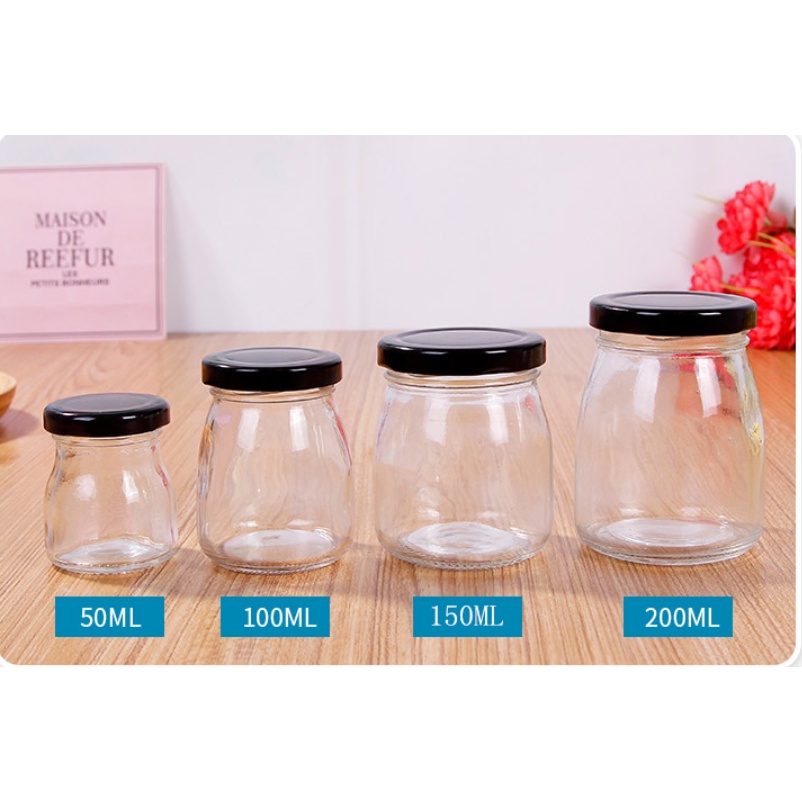 Hủ thủy tinh 100ml 200ml nắp thiếc làm yaourt. sữa chua, chưng yến