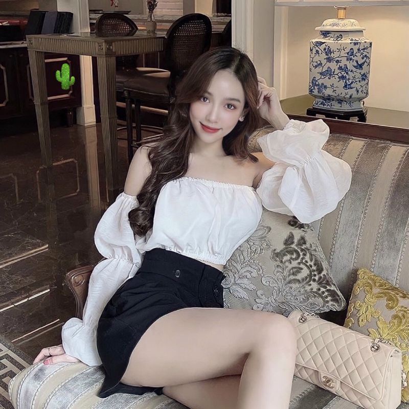Áo bẹt vai tay nhúng phồng siêu xinh(Kate hàn)B.C
