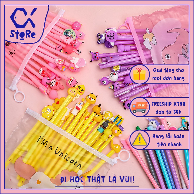 Combo 20 bút nước TẶNG KÈM túi bút trong suốt Cá store đa dạng màu, siêu cute