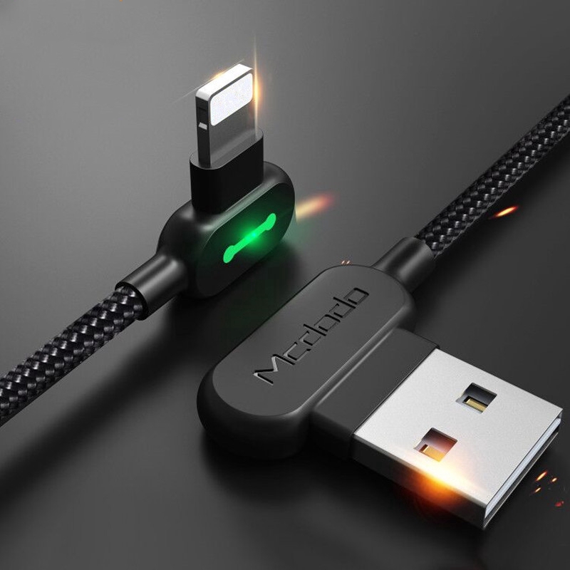 Dây cáp sạc dữ liệu USB 90 độ 1.2m / 1.8m dành cho iPhone 6 7 8 X