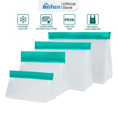 Túi Đựng Thực Phẩm Nhựa Peva Cao Cấp MIFAN - 2 lớp khoá zip bảo quản thức ăn, đồ khô, tươi sống trong tủ lạnh - An toàn