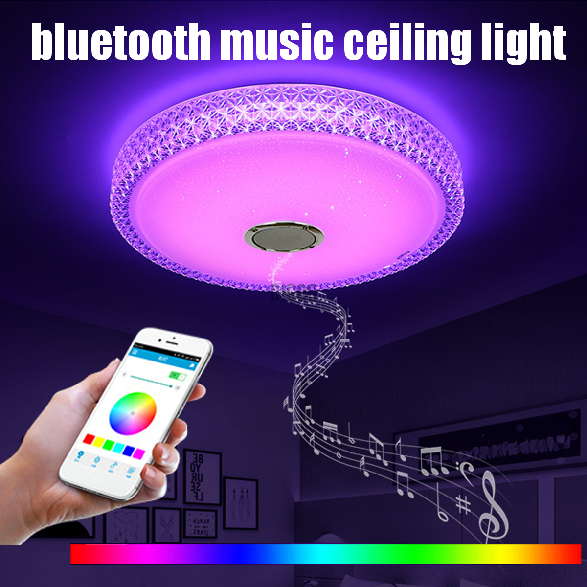 New 300W 120 LEDs bluetooth Acrylic Ceiling Light RGB 6000K bluetooth Music Speaker Dimmable Lamp