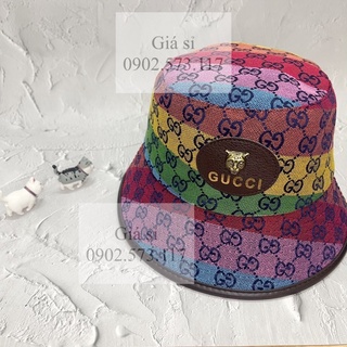 nón bucket GG thêu mạc sói cầu vồng bảy màu