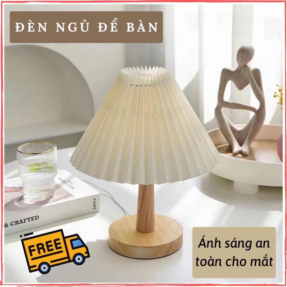 Đèn ngủ kiểu dáng hiện đại, đèn ngủ để bàn thân gỗ, đèn ngủ N1 Gia dụng HOÀI AN 5.0