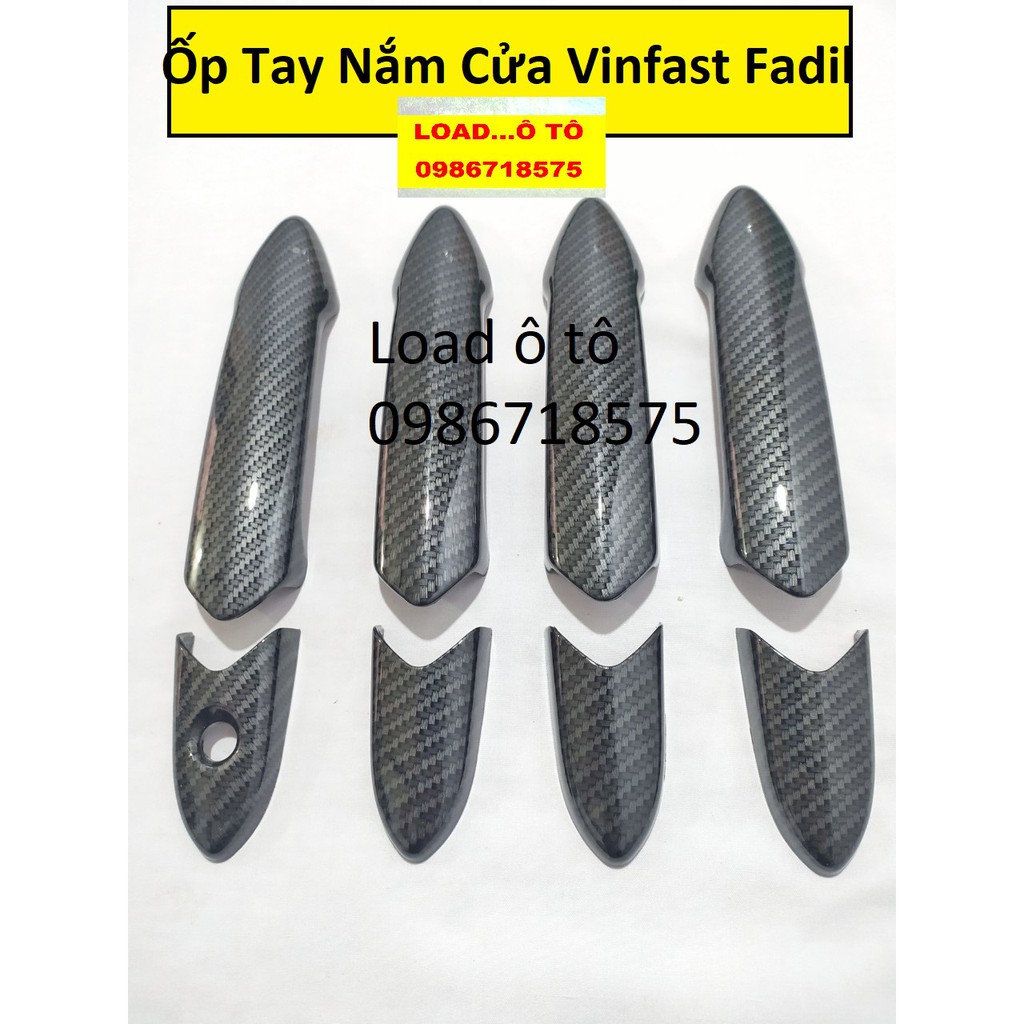 Ốp Tay Nắm Cửa Vinfast Fadil 2022-2021 Vân Carbon Cao Cấp, Có Sẵn Keo Dán 3M