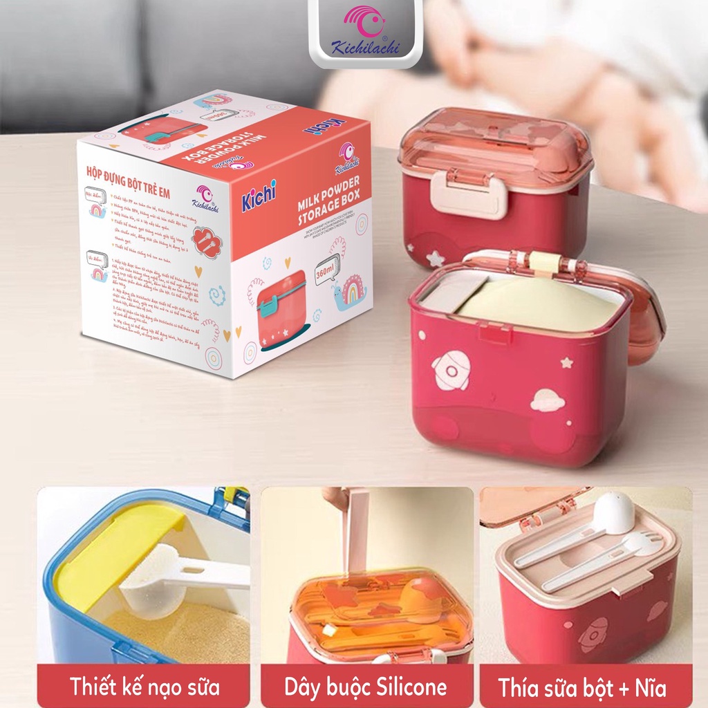 Hộp đựng sữa bột KICHILACHI chính hãng cho bé 360ml/480ml