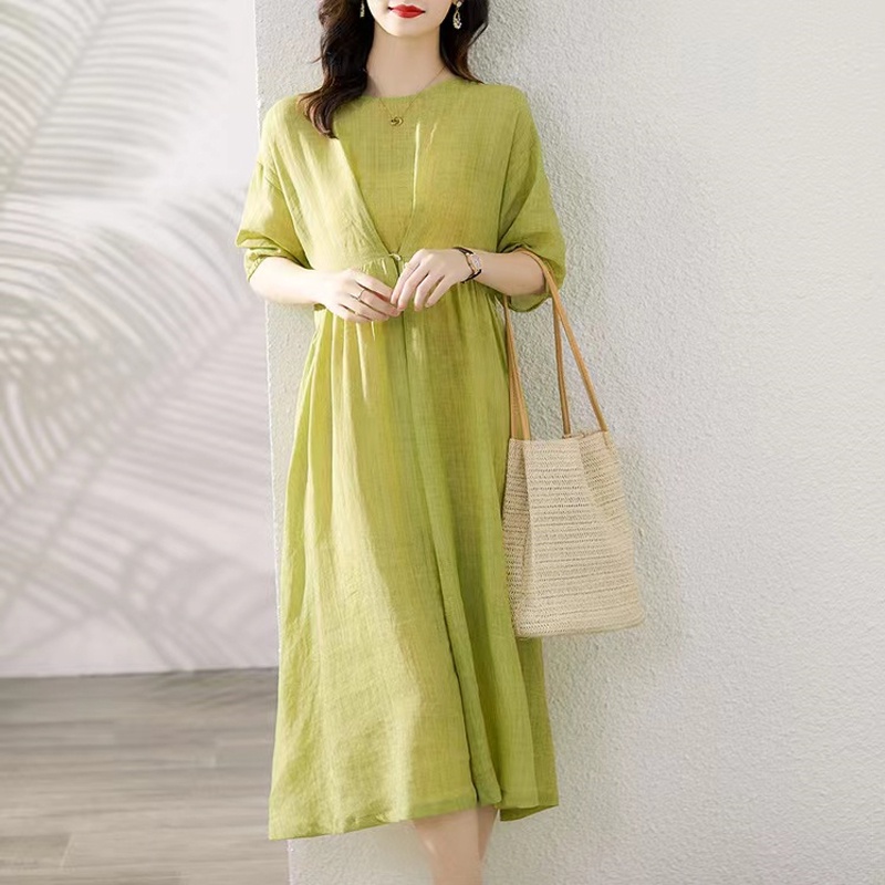 {Hàng Sẵn} Đầm linen dáng suông thiết kế mặc được nhiều kiểu
