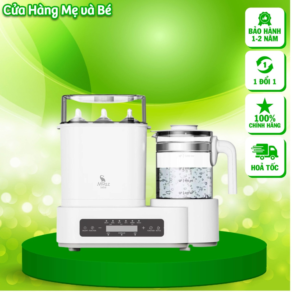 Máy tiệt trùng sấy khô đun nước, Bình nấu nước đa năng và giữ ấm Moaz Bebe MB031
