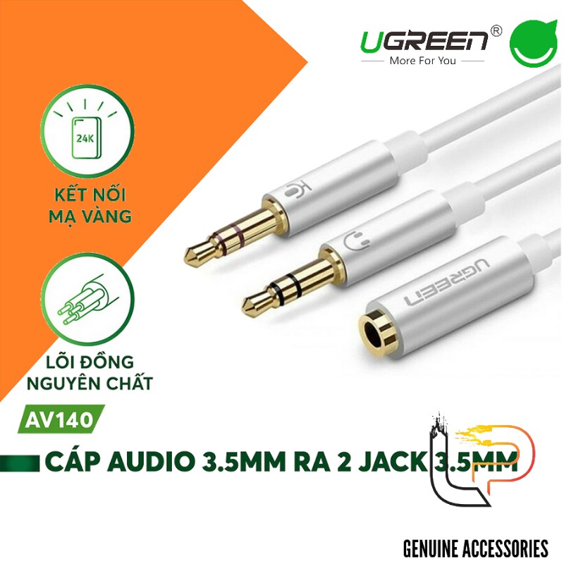 Cáp Gộp Headphone &amp; Mic 3.5 Male To Female UGREEN