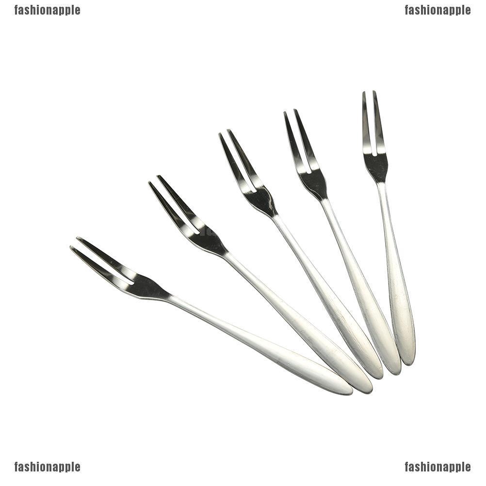 Bộ 5 Nĩa Ăn Trái Cây Hai Răng Bằng Thép Không Gỉ