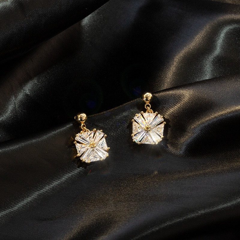 Bông Tai Đính Đá Zircon Phong Cách Hàn Quốc