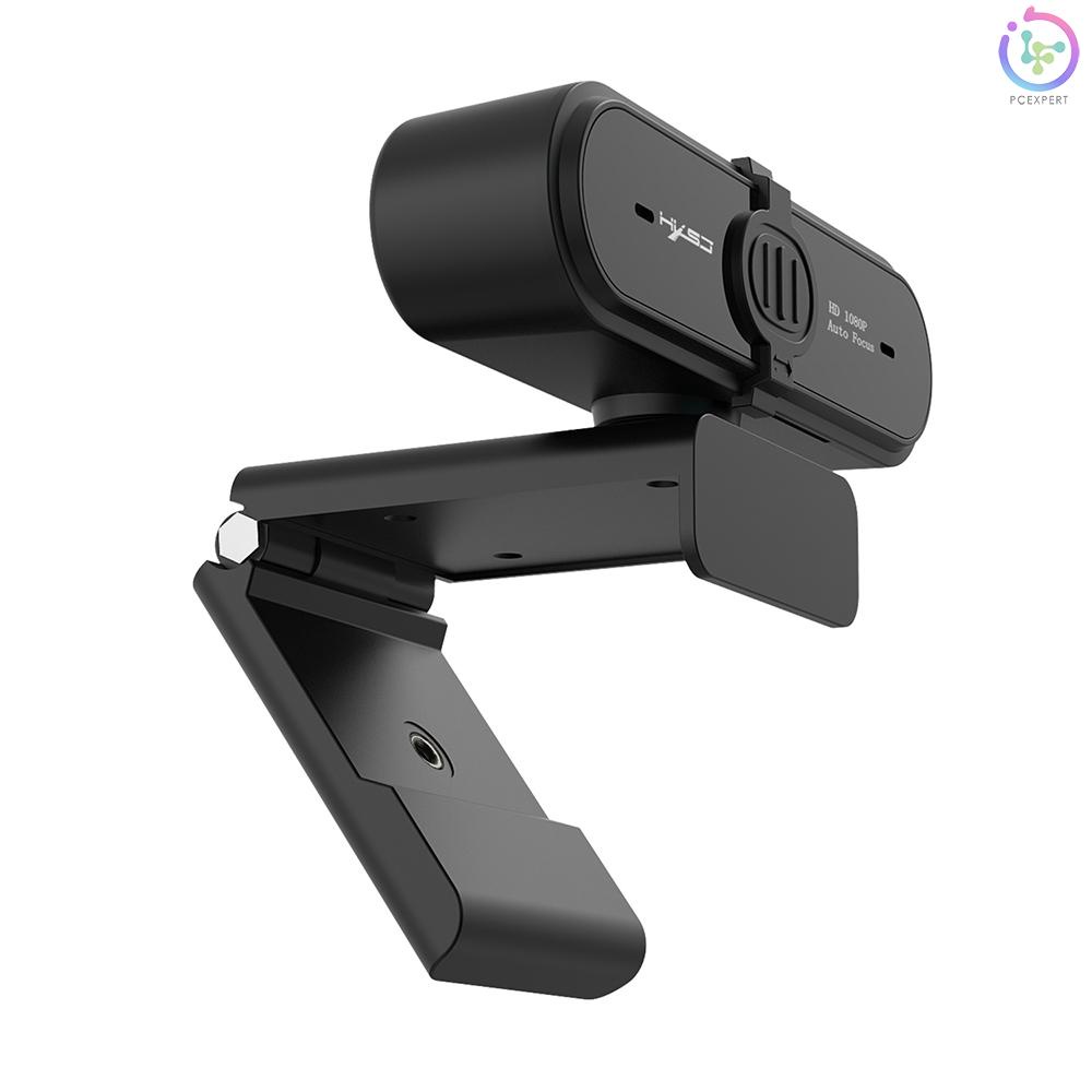 1080P USB Webcam Auto Focus Web Camera with Privacy Cover Built-in Noise Reduction Microphone for Laptop Desktop Black