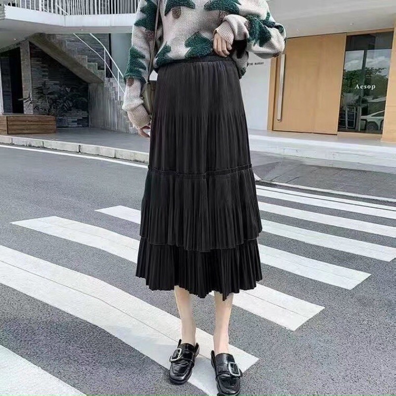 Chân váy nhung midi 2 tầng xoè QC | BigBuy360 - bigbuy360.vn