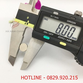 nam châm viên tròn phi 8mm dày 2mm mạ nikel