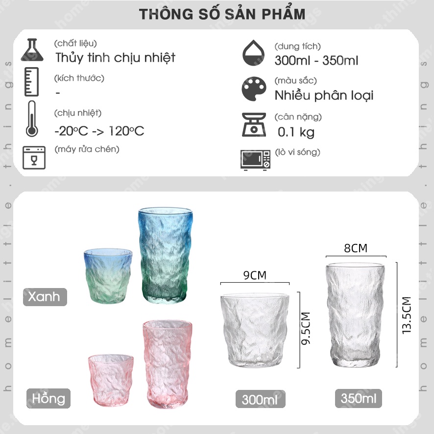 Ly cốc thủy tinh uống nước, cà phê vân băng đá độc đáo