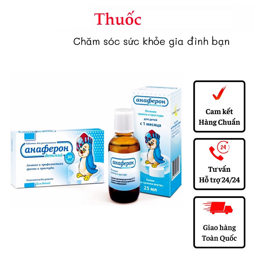 Tăng Cường Đề Kháng Đường Hô Hấp cho bé Anaferon Nga - Nhãn Chim Cánh Cụt Cho Trẻ Em