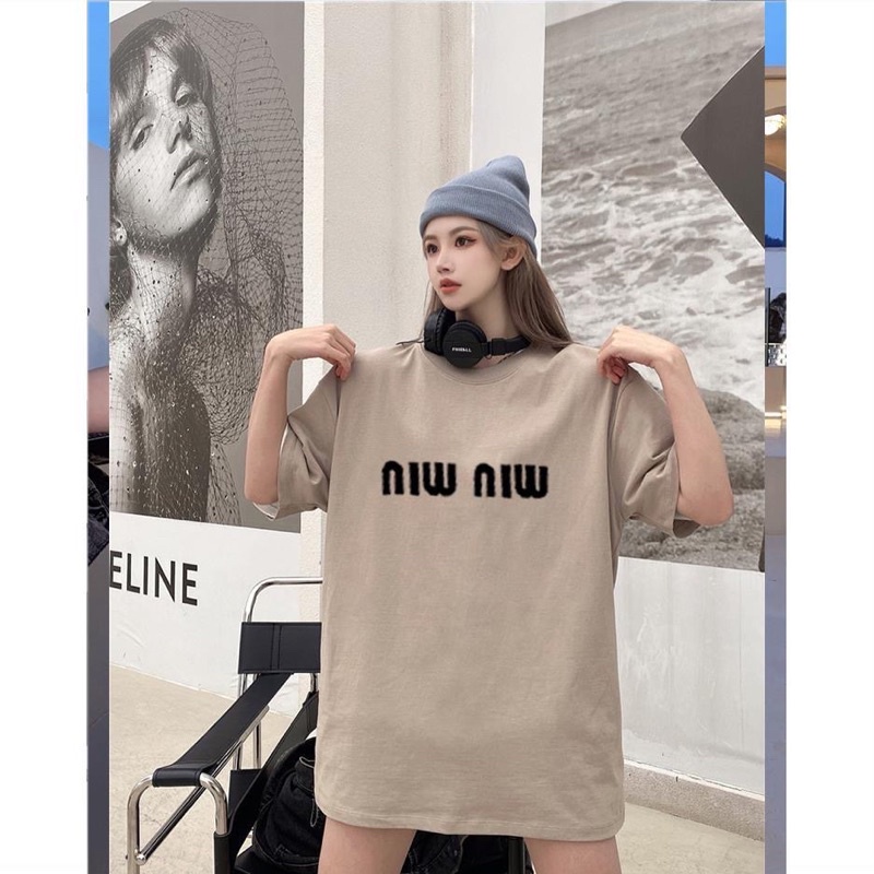 Áo Phông Tay Lỡ Miuniu Logo in nhiệt Đang Hot