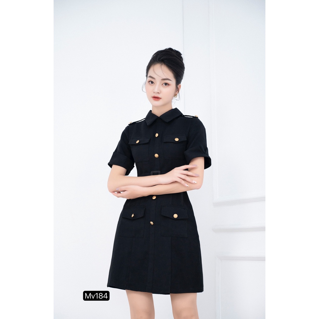 VÁY KATE ĐEN CỔ SƠ MI DÁNG CHỮ A ĐI LÀM ĐI CHƠI THIẾT KẾ MC Mv184