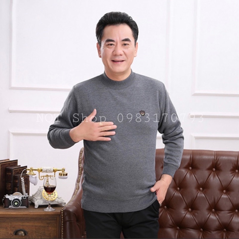 Áo Len Một Màu Cổ 3 Phân Nam Trung Niên Hàng Loại Đẹp