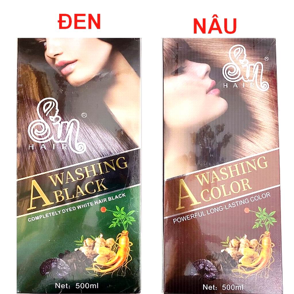Dầu gội đen tóc sin hair ,dầu gội phủ bạc 500ml, dầu gội nâu 500ml