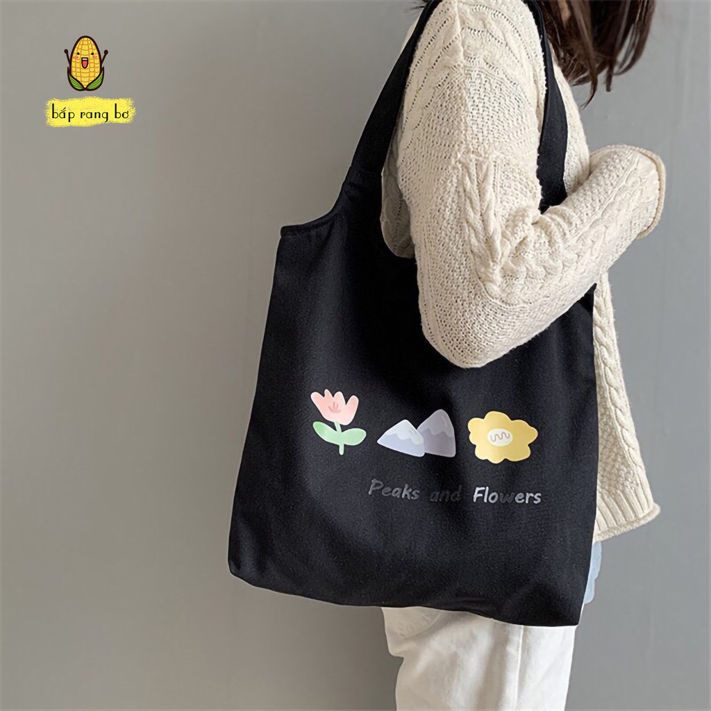 TÚI VẢI ĐEO VAI HÌNH NGỌN NÚI - TÚI TOTE CANVAS ULZZANG