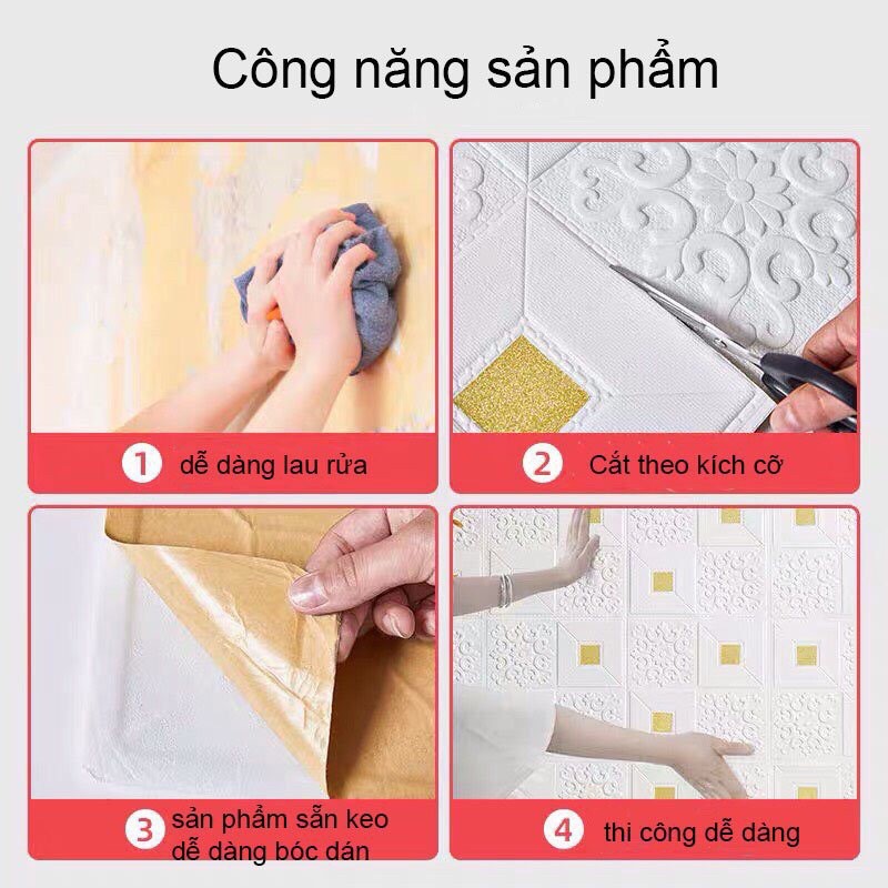 Xốp dán tường 🥇Freeship🥇kt 70x70cm sẵn keo