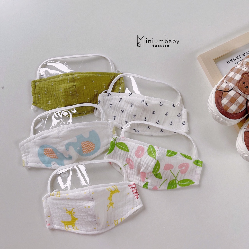 Khẩu Trang Xô Muslin Có Kính Cho Bé - MINIMUMBABY