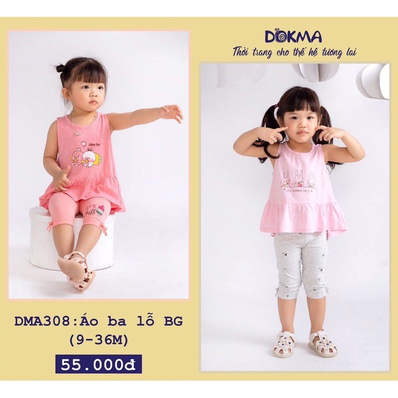 Áo ba lỗ BG Dokma chất liệu cotton siêu xinh cho bé gái siêu rẻ xả kho bán giá sỉ-HÀNG SALE